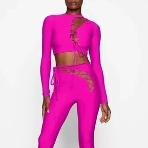 Skims Lace Up Long Sleeve Top